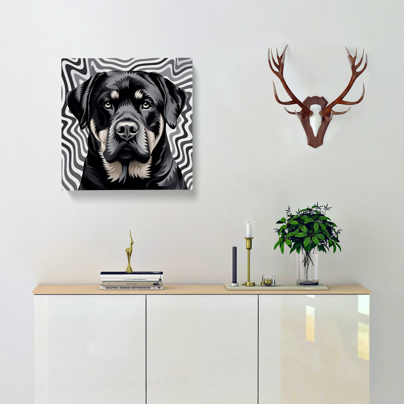 Rottweiler Op Art - Wrapped Canvas - Framed Print, 50cm H x 50cm W x 3cm D