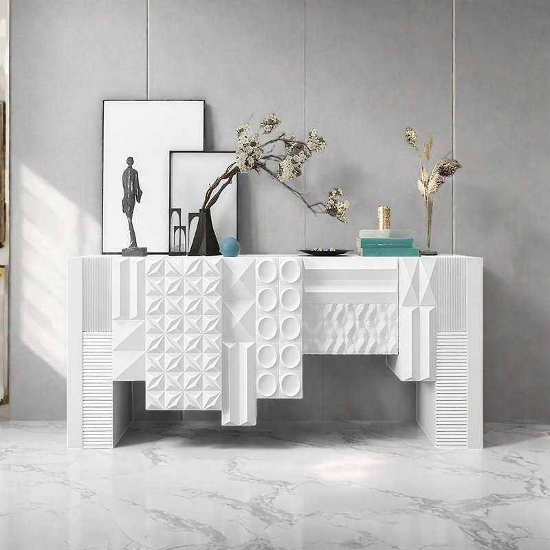 Console Modern Minimalist Art Design, H 31,5 po x l 62,99 po x P 15,75 po, Blanc