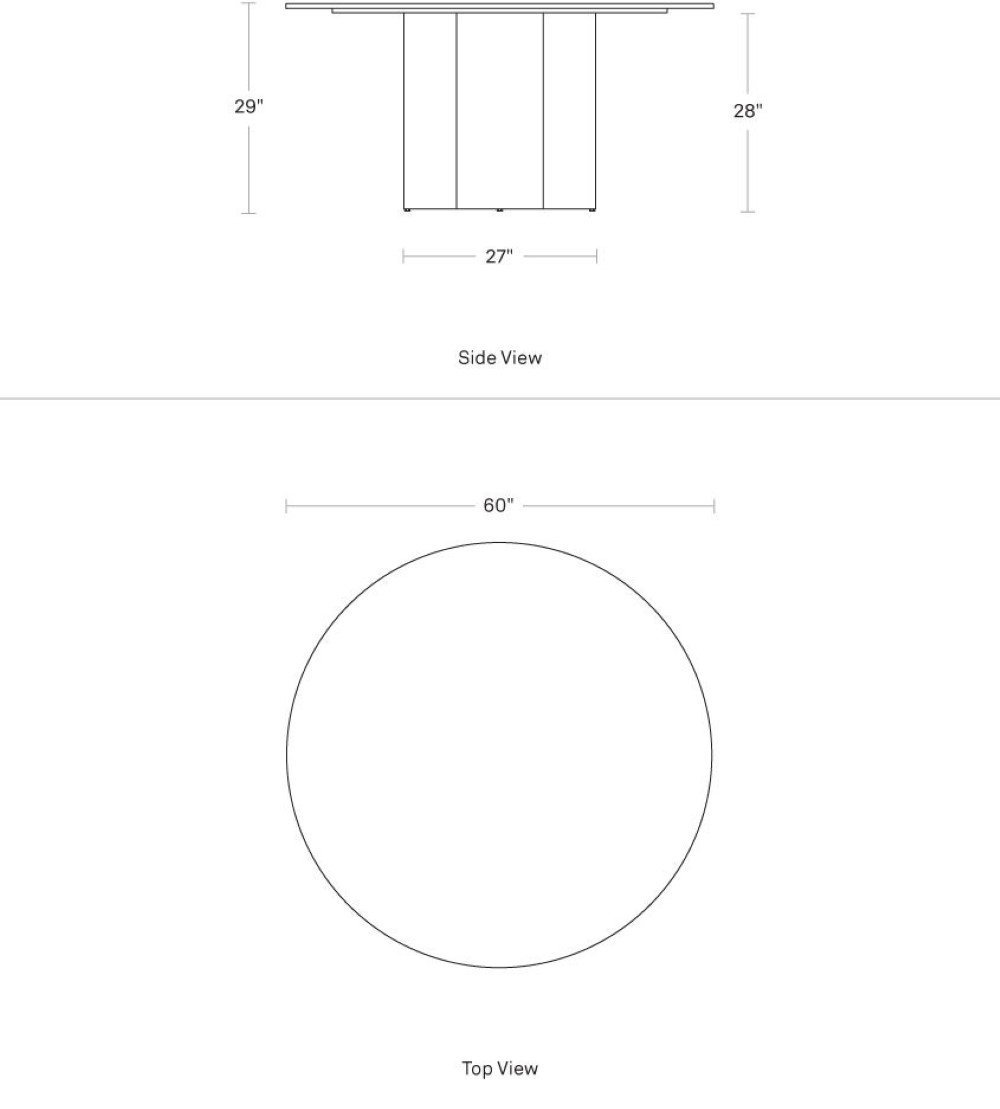 4 Quarter Round Marble Dining Table, White Oak, 60" W x 60" L