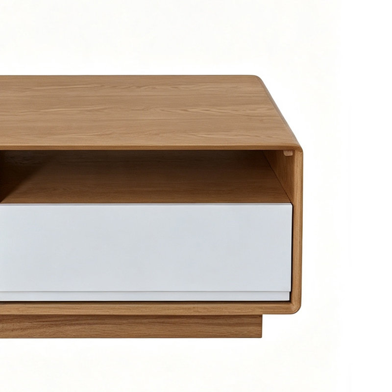 Table basse nordique rétro simple, H 15 po x l 51,18 po x P 27,55 po, Tan/White
