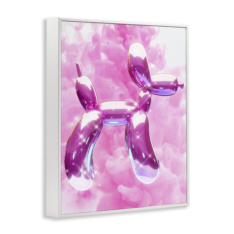 «Glitzy Balloon Dog», estampe numérique par Ziwei Li, Estampe numérique encadrée blanc bord de mer, H 30 po x l 24 po