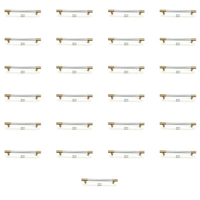 Paquet de 25 poignées d'armoire rondes modernes en acier inoxydable doré, poignées de bar, poignées de tiroir et poignée modèle CPMBXMO0007 Distance entre les trous: 3 3/4 po