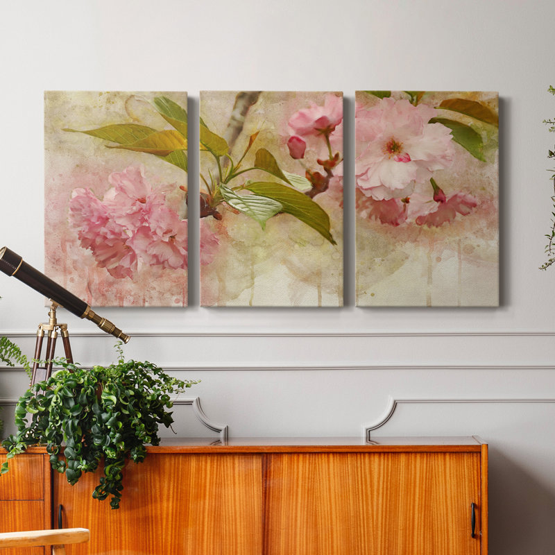 Blossom Elegance II - Toile tendue avec châssis de qualité supérieure - Prêt à être accroché, H 60 po x l 120 po x P 1 po