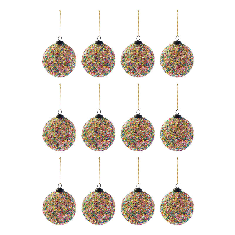 Ornement boule de verre avec paillettes