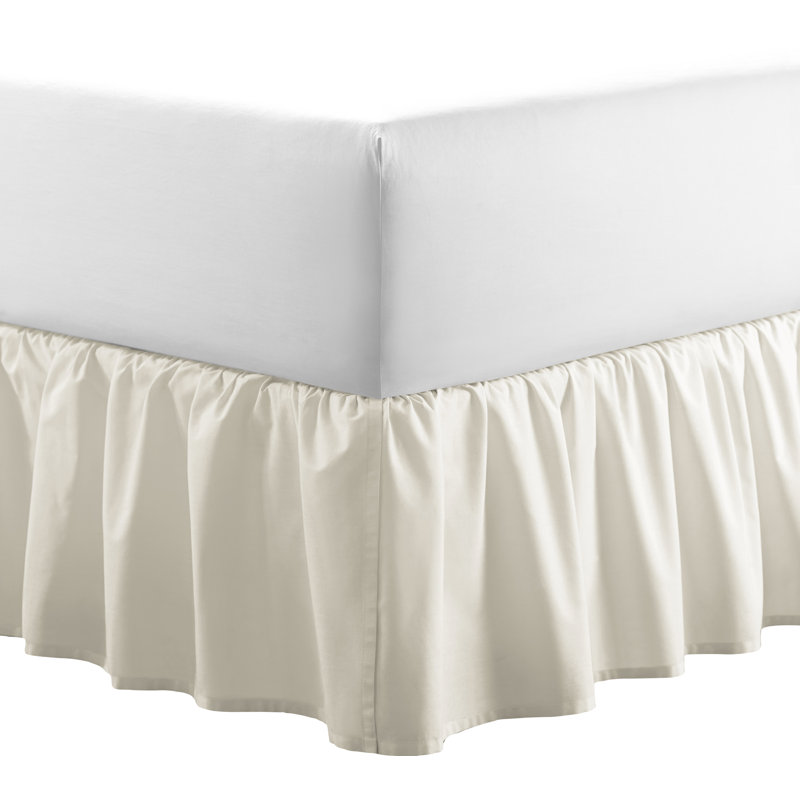 Ivory Queen Size Ruffled Cotton Bed Skirt