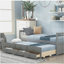 Canapé-lit avec roulettes et tiroir, taille unique, gris-121070252