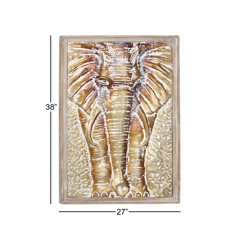 Décoration murale en métal martelé rectangulaire en bois
