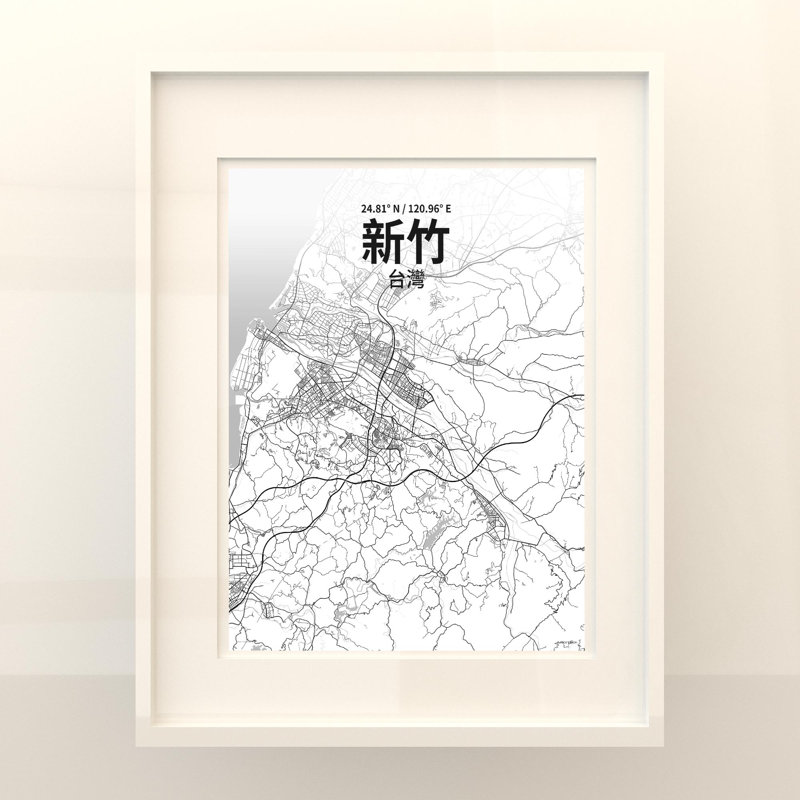 Hsinchu (chinois traditionnel), impression sur toile tendue, Gris / blanc