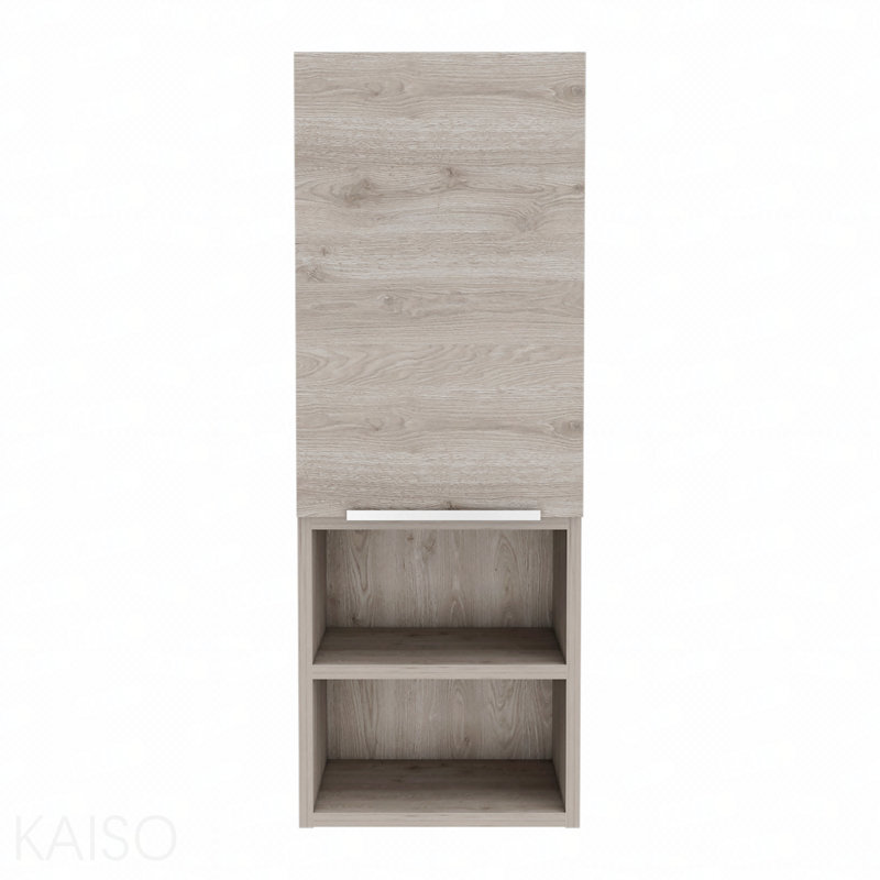 Armoire de salle de bain, deux tablettes intérieures, deux tablettes extérieures, armoire à une porte - gris clair, Gris