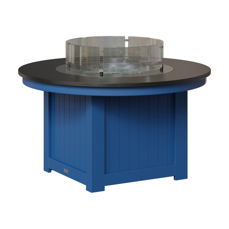 Foyer de table rond Berlin Gardens Donoma, H 25 po x l 44 po x P 44 po, Plateau martelé noir avec base bleu pacifique