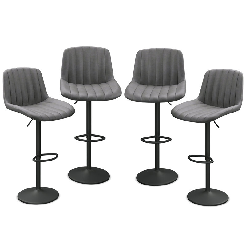 Adjustable Height Counter Stool with Metal Frame, Grey