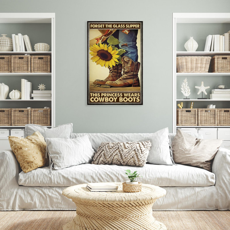 Ladaker, cette princesse porte des bottes de cowboy sur toile, H 20 po x l 16 po x P 1,25 po