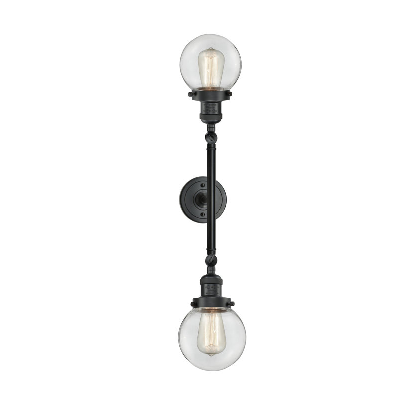 Clementina 2 - Light Dimmable Vanity Light, 6 Watt Vinage LED Bulb, Clear, Matte Black