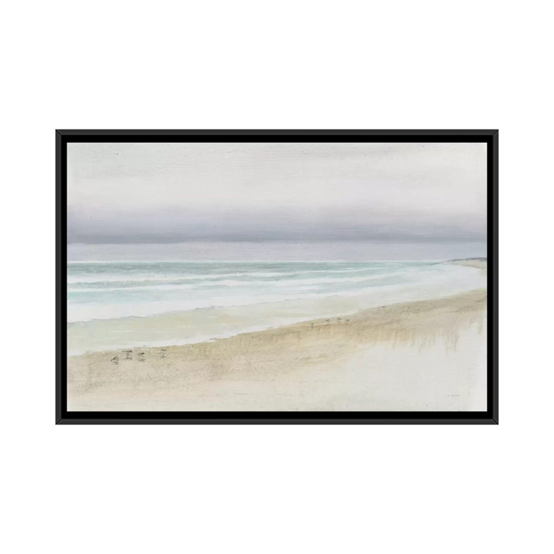 " Serene Seaside " by James Wiens, 18" H x 26" W x 1.5" D, Black Framed Canvas, No Matte