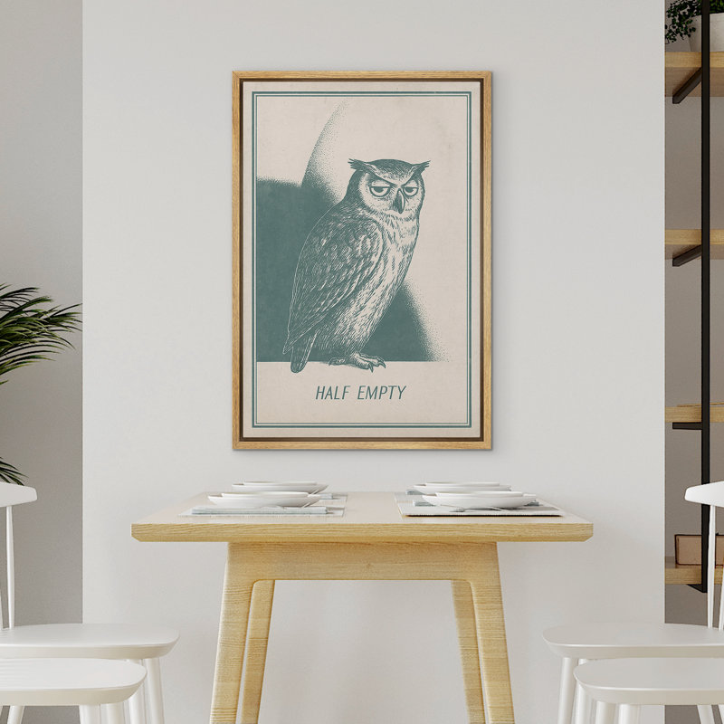 Drôle de chouette Illustration, typographie rétro, galerie d'art sur toile encadrée, Naturel, H 24 po x l 16 po