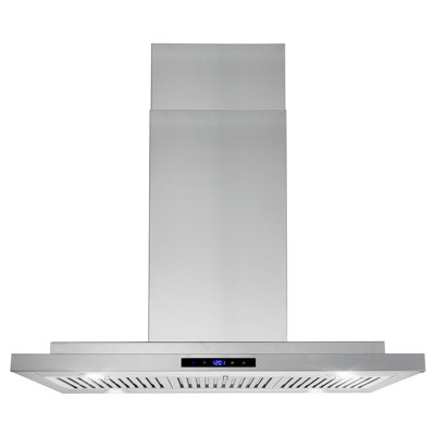 AKDY 36-Inch Convertible Island Mount Range Hood in Stainless Steel with 3-Speed Fans, Touch Control Panel, and 4 LED Lights