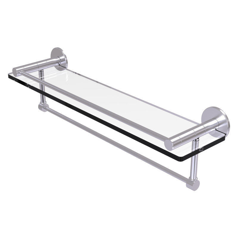 Ballenas Bracket Shelf with Towel Bar, Satin Chrome, 5'' H X 22'' W X 5.5'' D