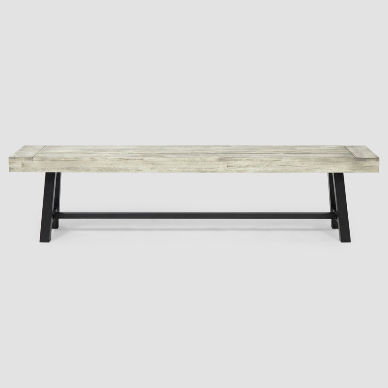 Banc d'extérieur de couleur grise - en bois massif, d'une longueur de 74 po, d'une largeur de 14,5 po et d'une salle à manger