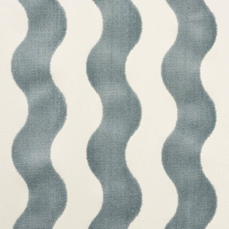 Schumacher x Miles Redd The Wave Velvet Fabric, Sky