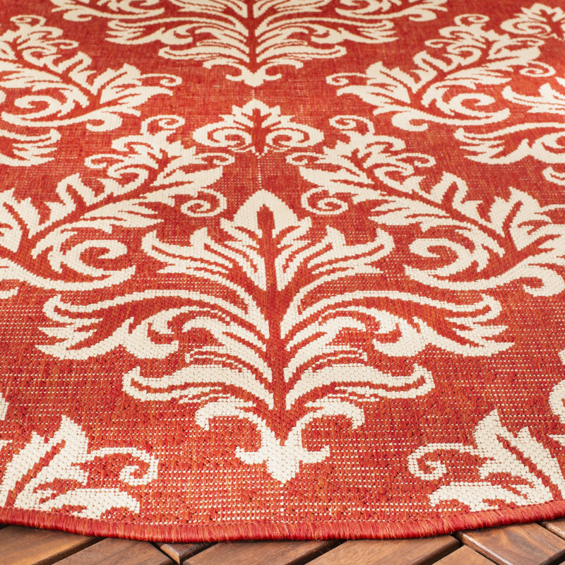 Tapis intérieur / extérieur Galena Performance Ikat, Rond 5 pi 3 po