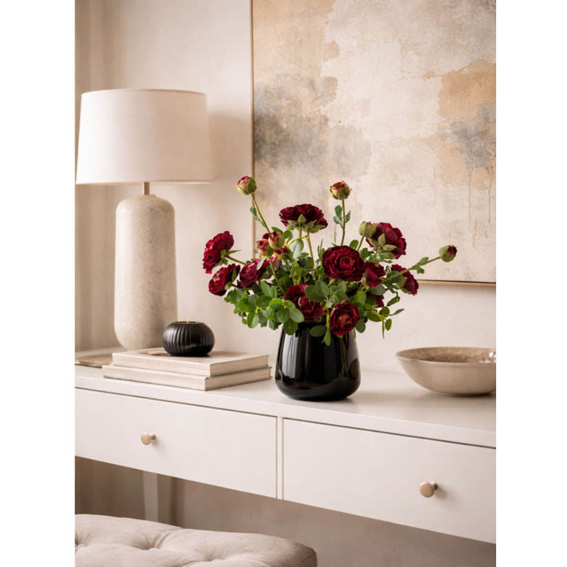 Faux Burgundy Floral Arrangement in Vase