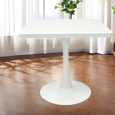 Tables de salle à manger compactes (table seulement, sans chaises, avec plateau et pieds), table de cuisine moderne en bois aggloméré blanc