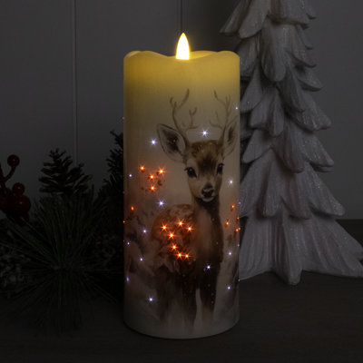 Winter Fawns Fiber Optic Candle