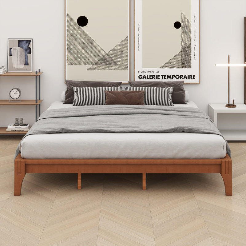 Bamboo Wood Platform Bed Frame, Brown