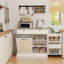 Armoire à déchets moderne en bois aggloméré avec beaucoup de rangement et conception cachée inclinable pour l'organisation de la cuisine