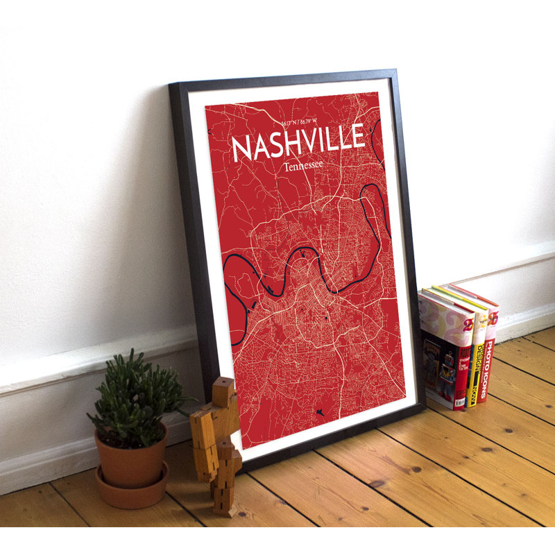 Nashville City Map - No Frame Print, 43.2cm H x 27.9cm W x 0.13cm D