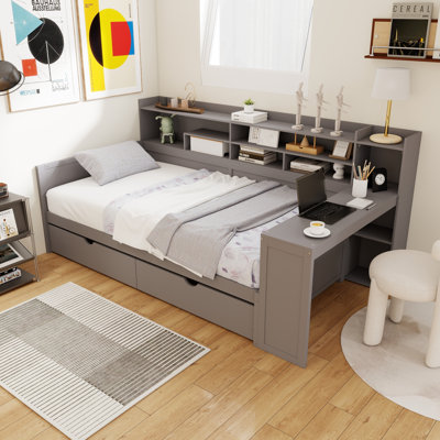 Multi-Functional Daybed With Two Storage Drawers And Study Desk