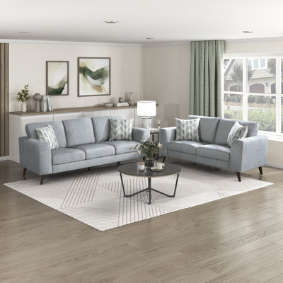 Mariah Modern & Contemporary Chenille 2-Piece Living Room Set with Reversible Cushions with Removable Covers & Matching Pillows included by George Oliver