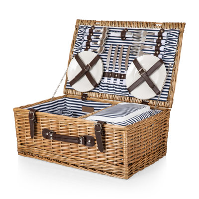 Belmont Wicker Picnic Basket with Outdoor Dining Set