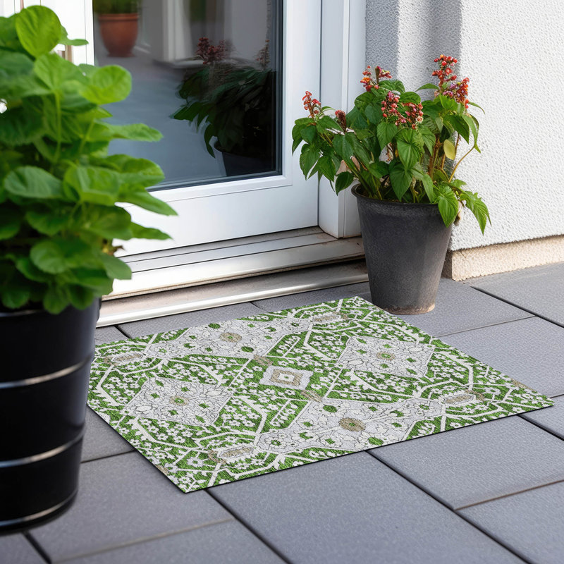 Malek Floral Indoor / Outdoor Rug, Rectangle 1'8" x 2'6"