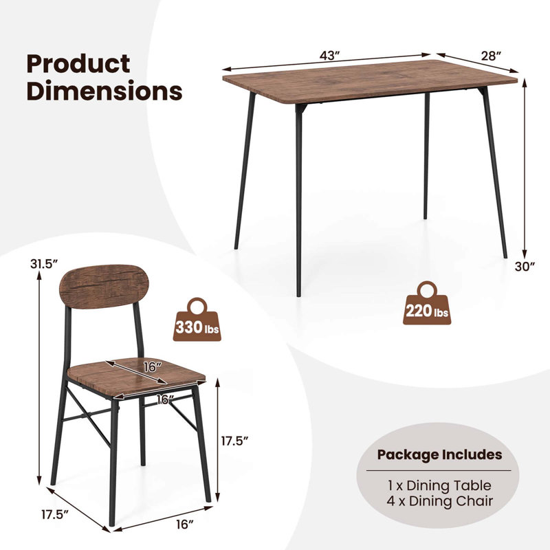 Wiljo 4 - Person Four Leg Dining Set