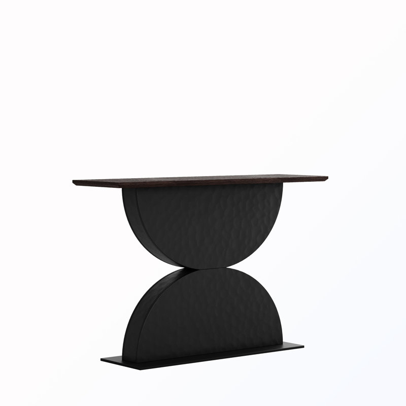 Wooden Console Table With Double Semi-Circles Base