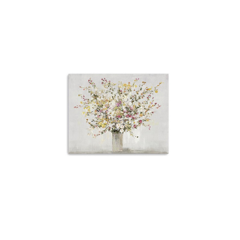 Petites fleurs sauvages colorées dans un vase, art mural
