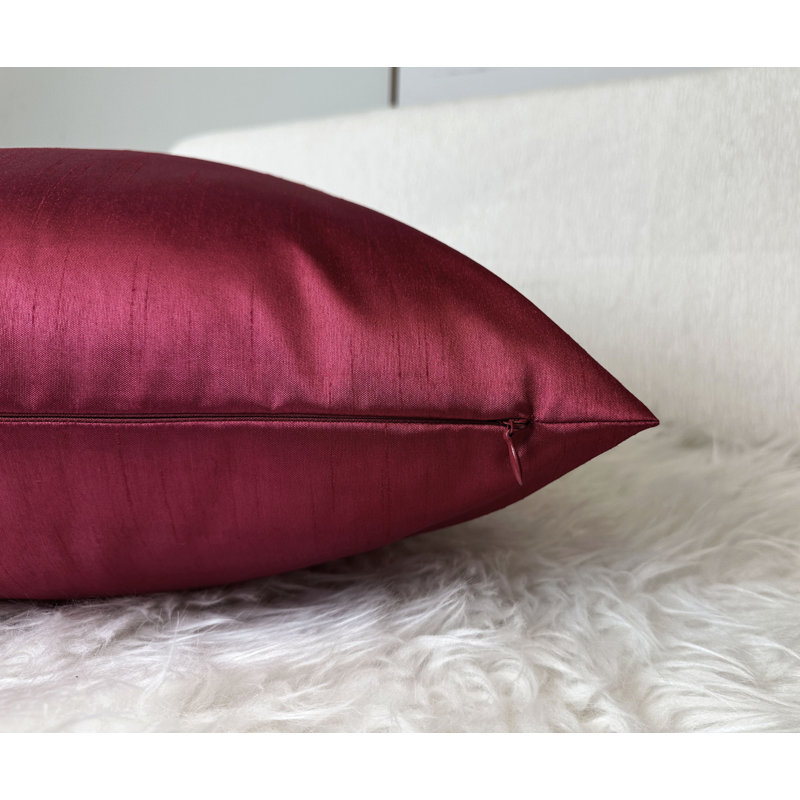 Taies d'oreiller carrées en fausse soie, 61 x 61 cm, bourgogne (lot de 2), Bourgogne