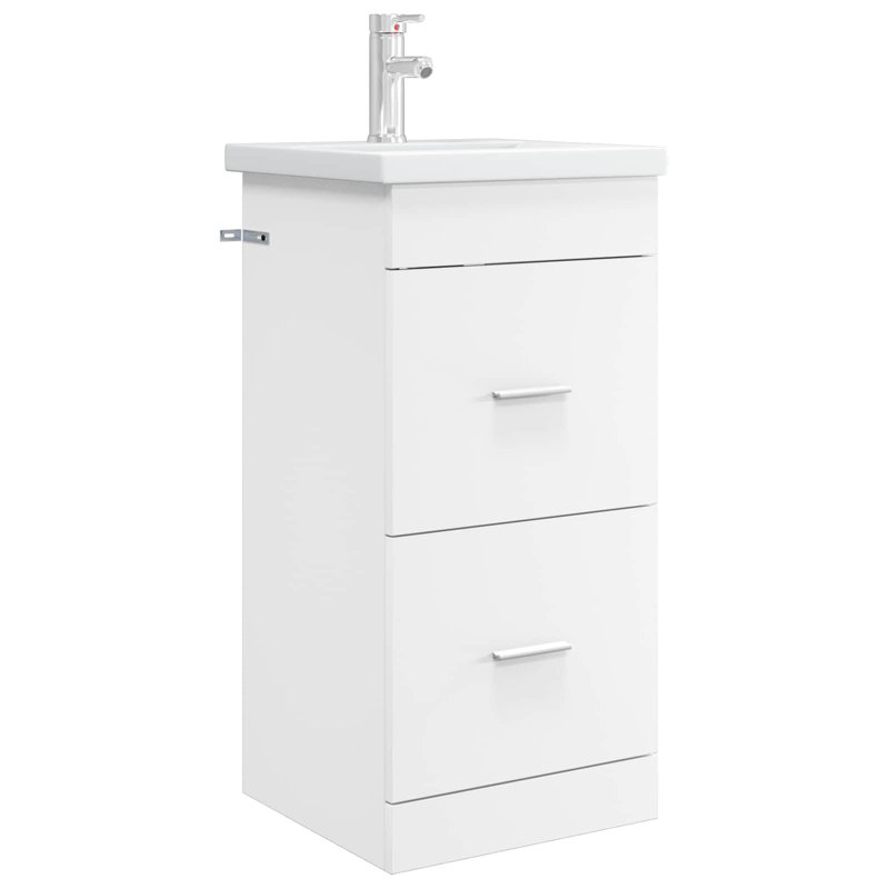 Single Bathroom Vanity with Ceramic Basin, White