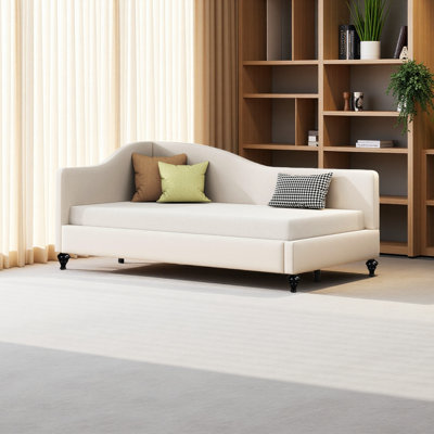 L-Shaped Linen Daybed, With Solid Wood Legs