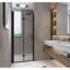 Porte de douche pliante 32 po x 72 po - Verre trempé de 1/4 po, cadre en aluminium noir mat, film antidéflagrant
