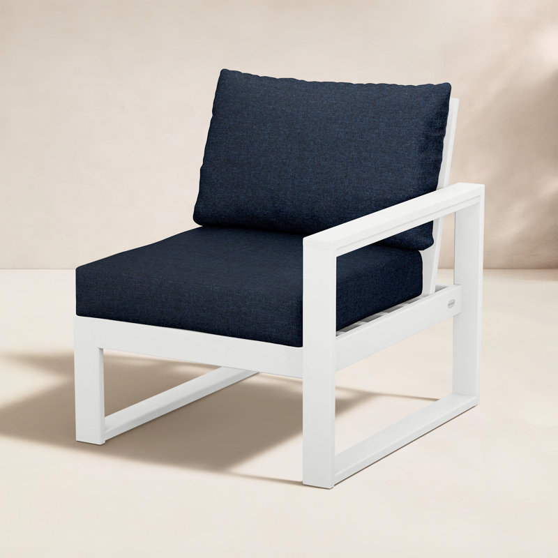 Fauteuil modulaire droit POLYWOOD® Edge, Indigo marin, Blanc