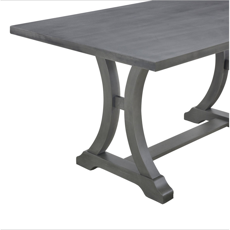 Ensemble de table de salle à manger 6 pièces, table à tréteaux rectangulaire, 4 chaises rembourrées et banc pour la salle à manger