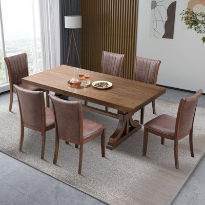 Ensemble de table de salle à manger 7 pièces en bois massif