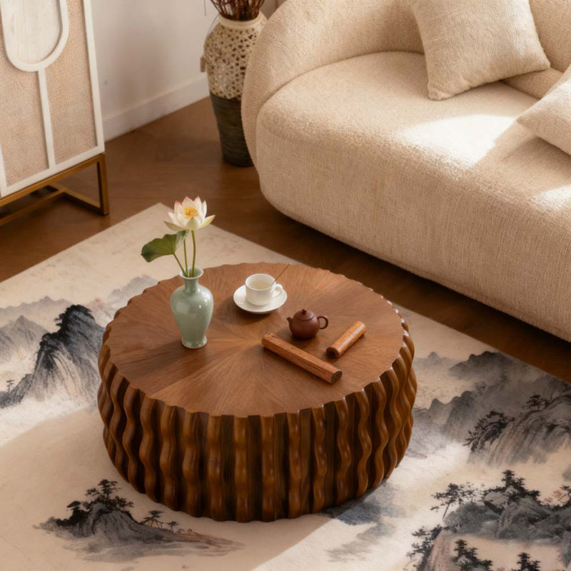 31.50" Ribbed Wave Round Coffee Table