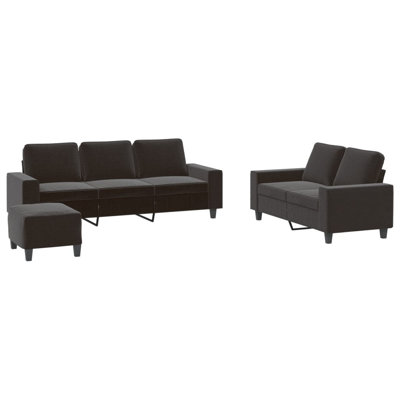  Ensemble de canapé rectangulaire en tissu noir moderne