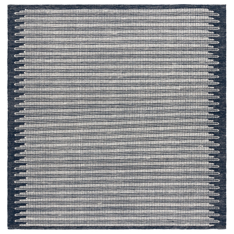 Tapis rayé en laine et coton Coghill, Carré 6 pi
