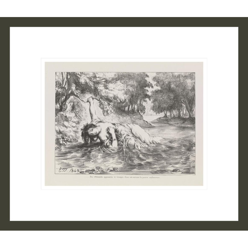 Mort d’Ophélie (Act. IV. Sc. VII) (La mort d’Ophélie) de Shakespeare’s Hamlet par Eugène Delacroix, impression giclée sur cadre