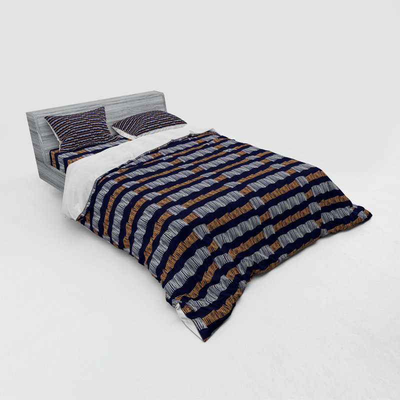 Ethnic Rustic Polyester Striped Duvet Cover, Queen Duvet Cover + 3 Additional Pieces