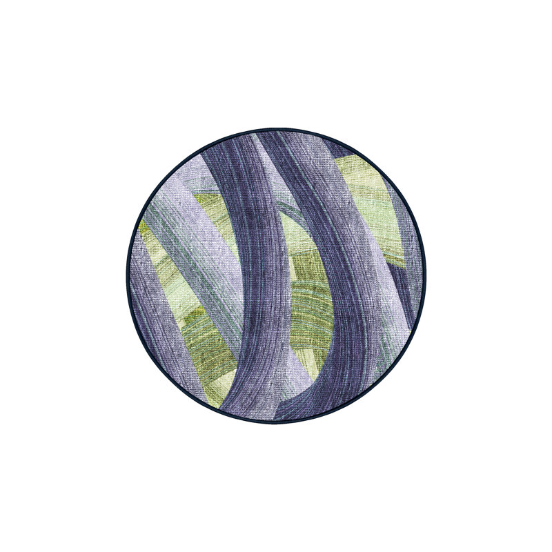 Picar Washable Abstract Indoor Rug, Round 4'